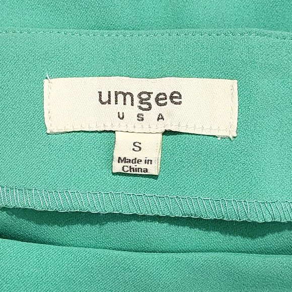 Umgee Tulip Hem Mini Skirt Mint Green/Blue Side Zipper - Picture 3 of 4